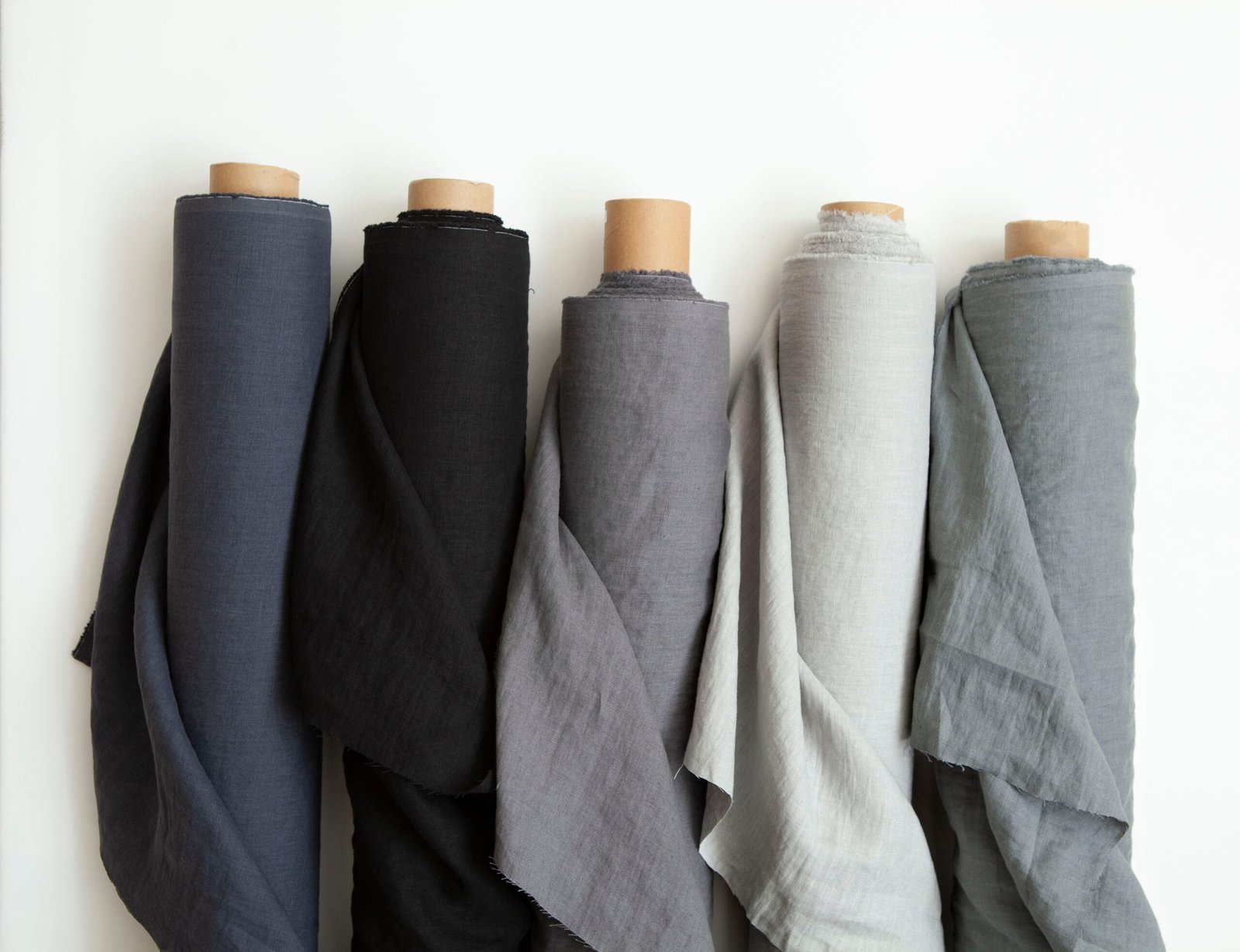 Linen,Fabric,Rolls,Isolated,On,White