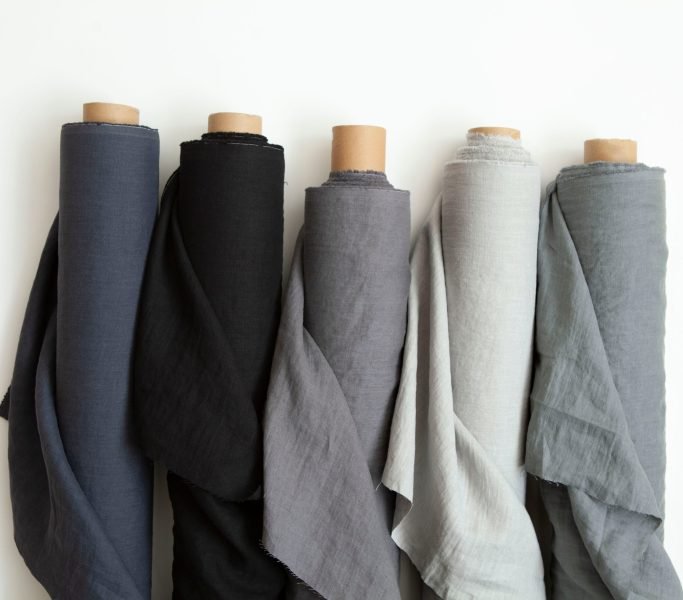 Linen,Fabric,Rolls,Isolated,On,White